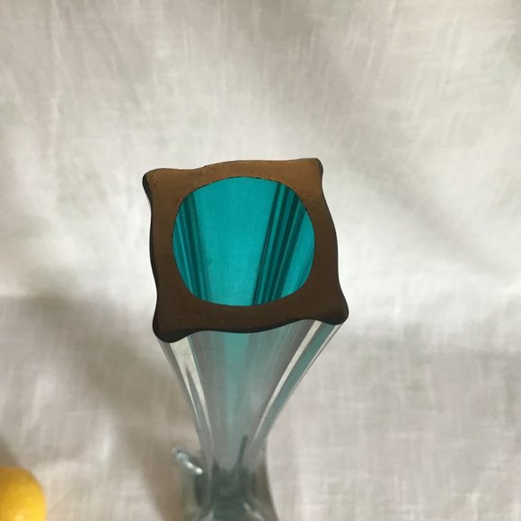 Large Soliflore Art Glass Vase, 1960s Green and Clear Glass - Picture 7 of 8